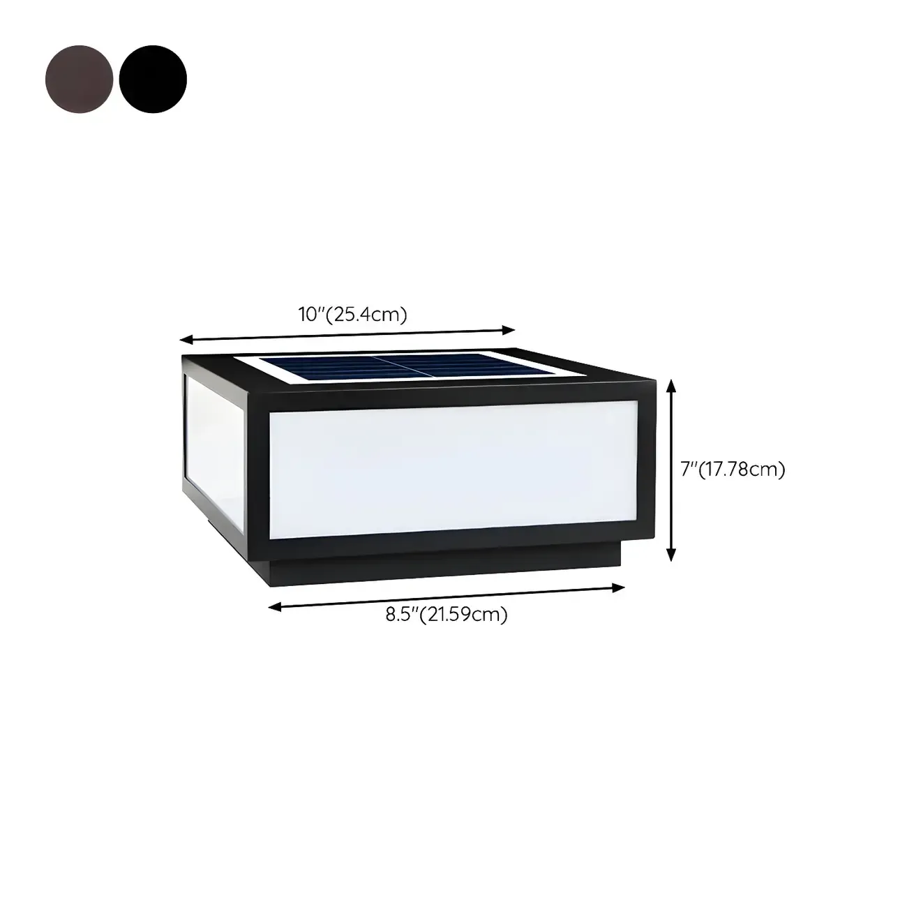 Solar Flat Square Black Metal Post Cap Light #size