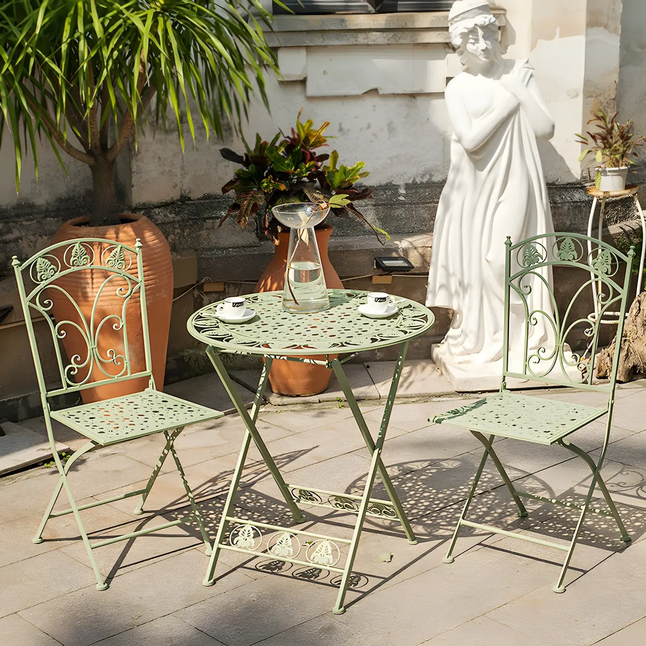French Country Iron Foldable Outdoor Dining Table Image - 1 | homeyfad