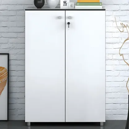 Modern Lockable Wooden Filing Cabinet with Shelves for Home Image - 3