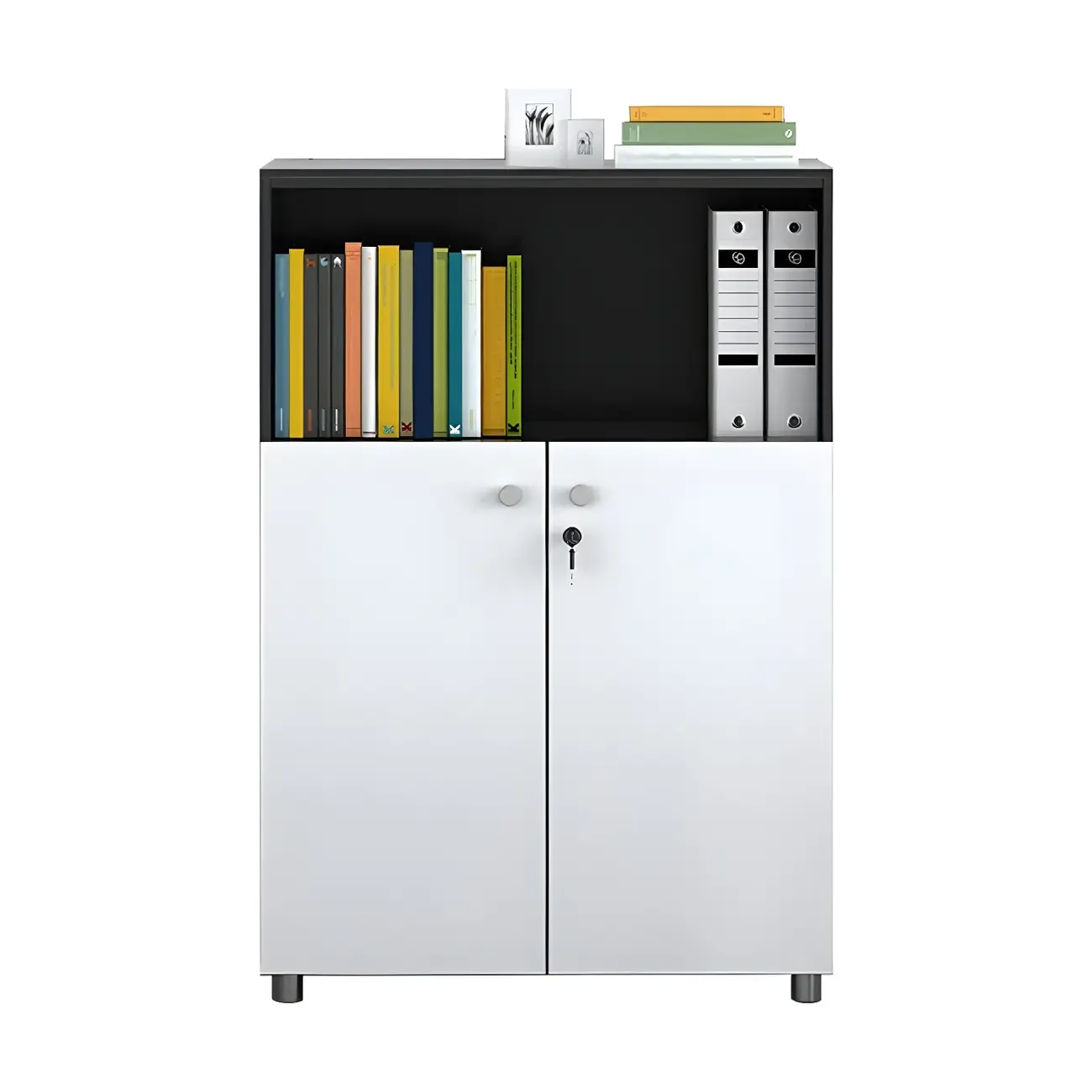 Modern Lockable Wooden Filing Cabinet with Shelves for Home Image - 5