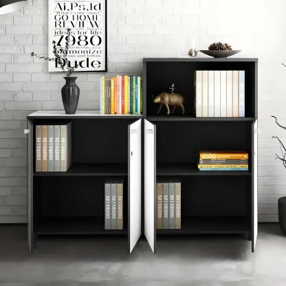 Modern Lockable Wooden Filing Cabinet with Shelves for Home Image - 9