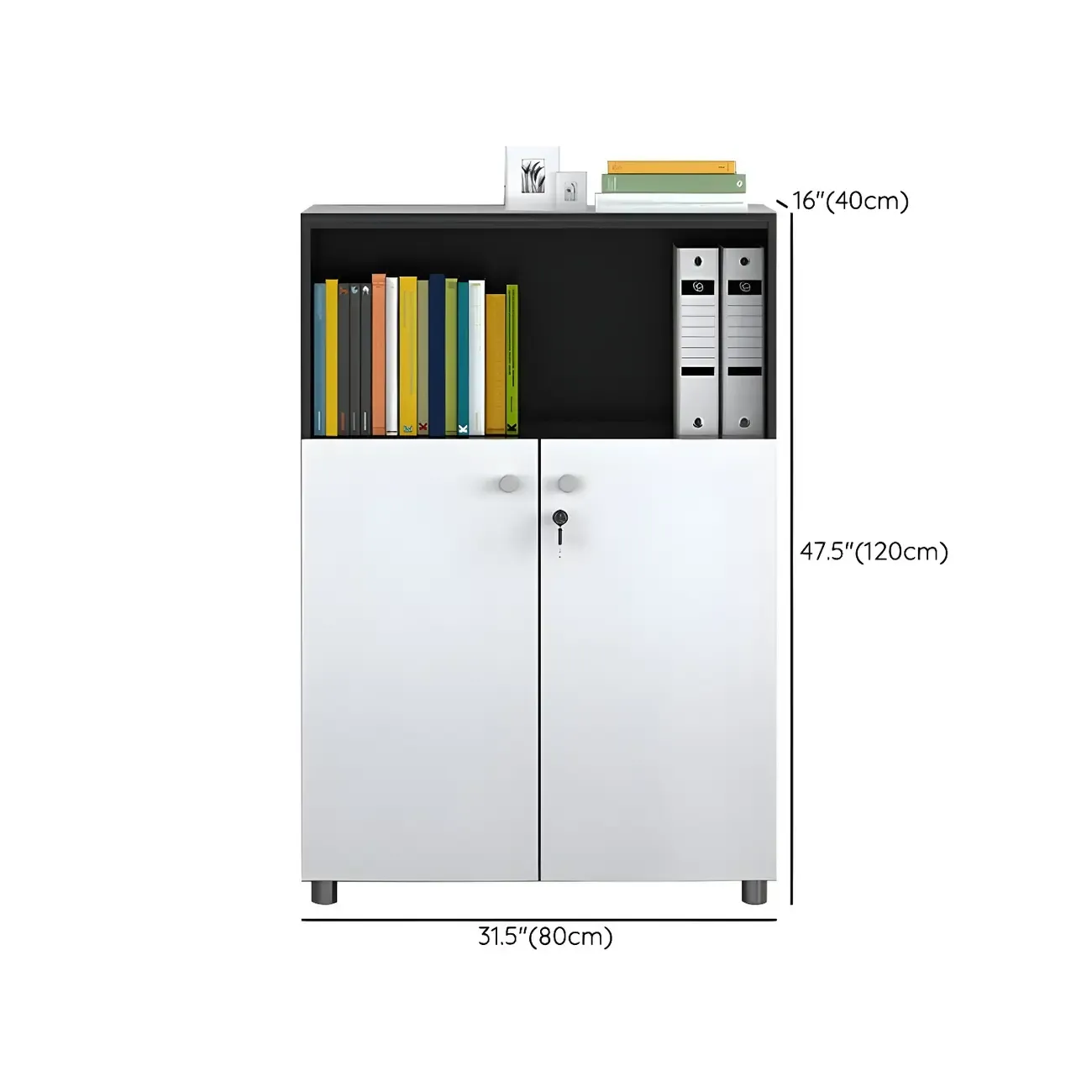 Modern Lockable Wooden Filing Cabinet with Shelves for Home Image - 12