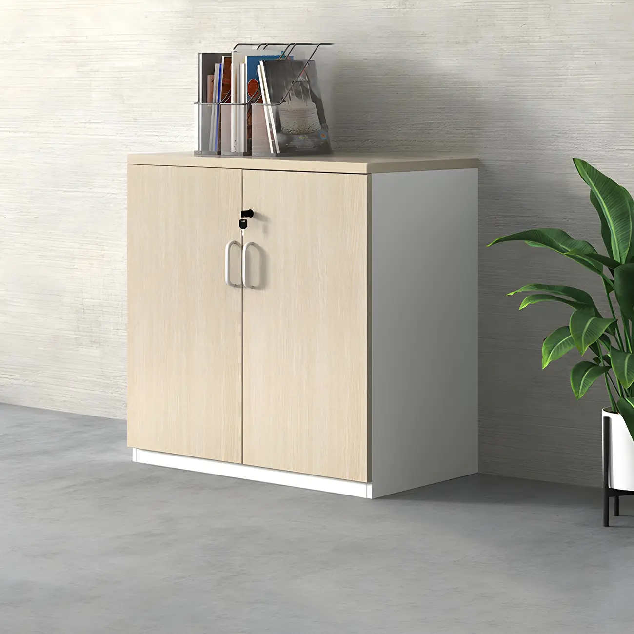Glam Large Wooden Filing Cabinet with Lock for Office Storage Image - 2 | homeyfad