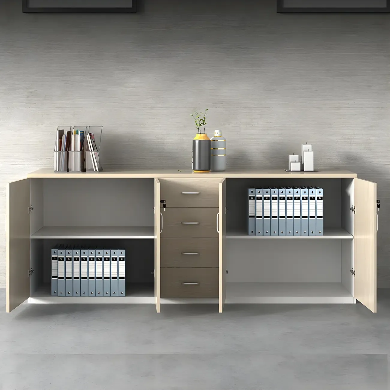 Glam Large Wooden Filing Cabinet with Lock for Office Storage Image - 3