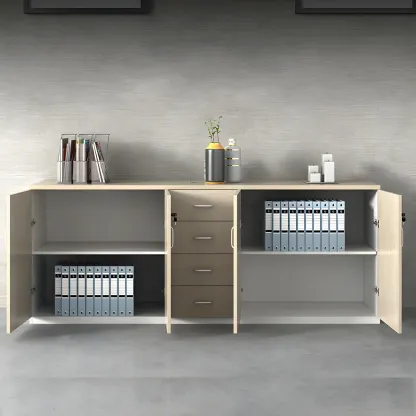 Glam Large Wooden Filing Cabinet with Lock for Office Storage Image - 3