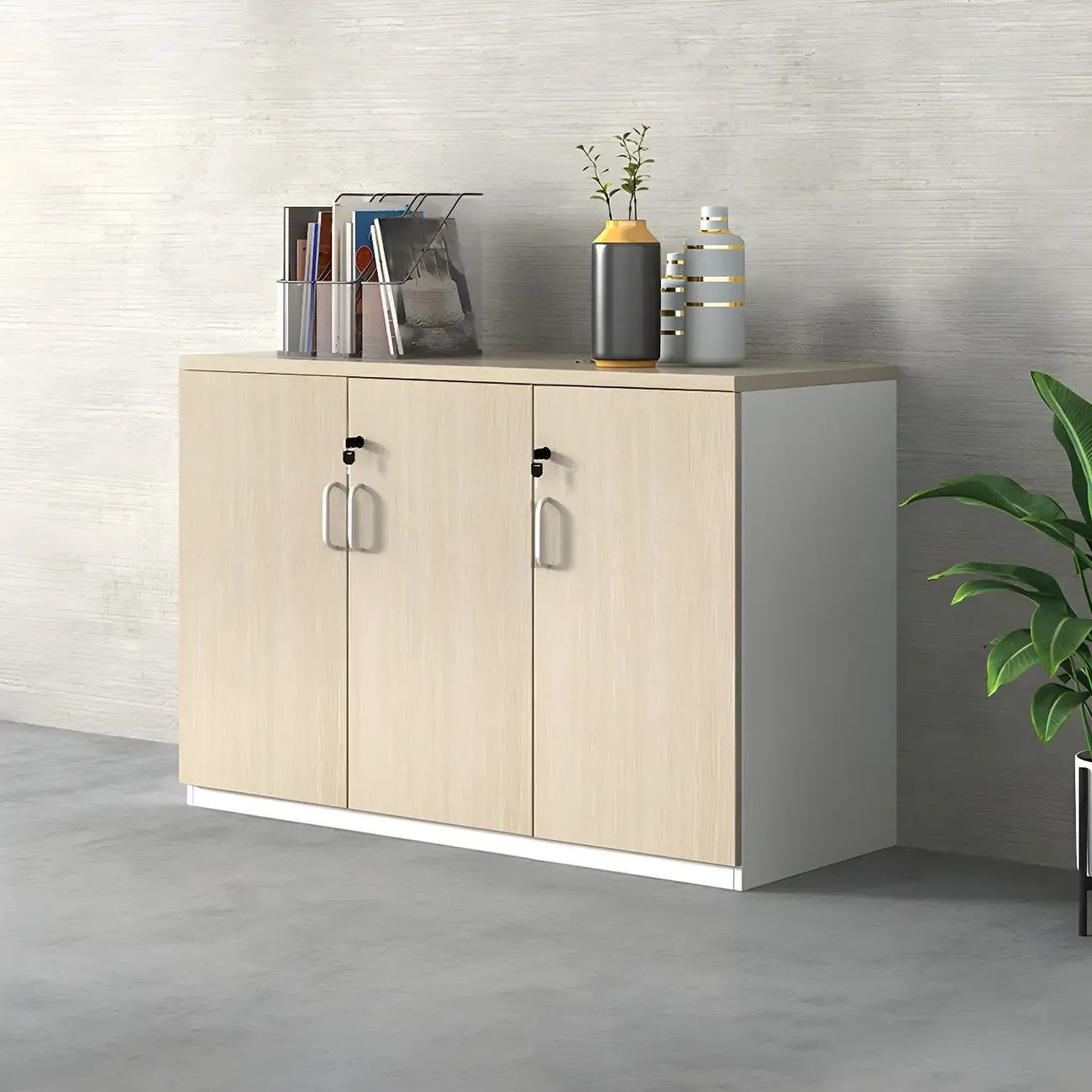 Glam Large Wooden Filing Cabinet with Lock for Office Storage Image - 4