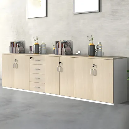 Glam Large Wooden Filing Cabinet with Lock for Office Storage Image - 6