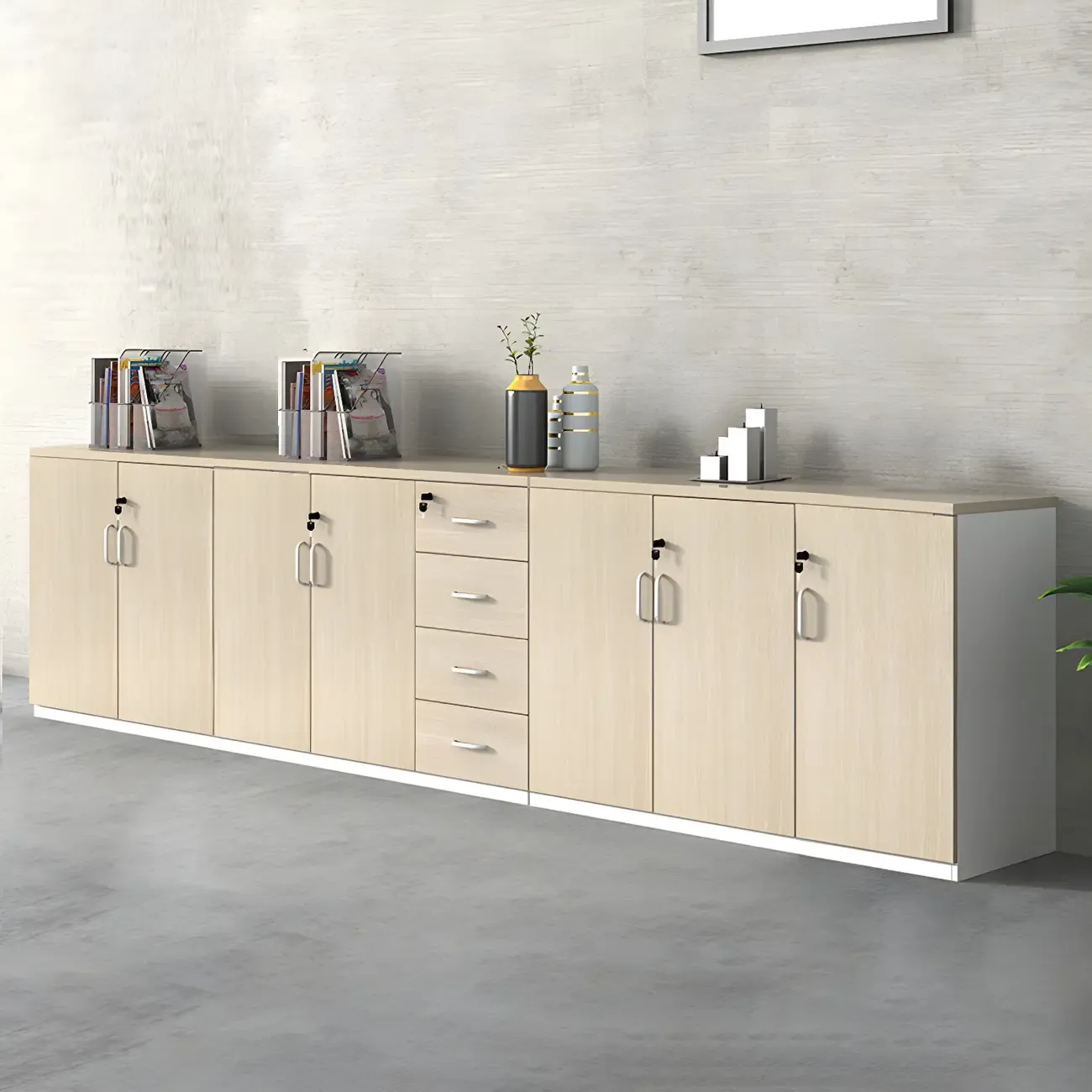 Glam Large Wooden Filing Cabinet with Lock for Office Storage Image - 7