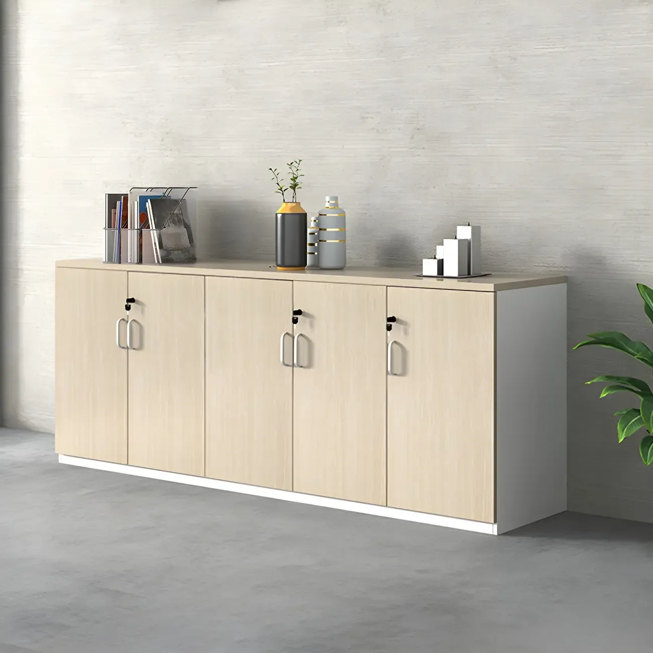 Glam Large Wooden Filing Cabinet with Lock for Office Storage Image - 8