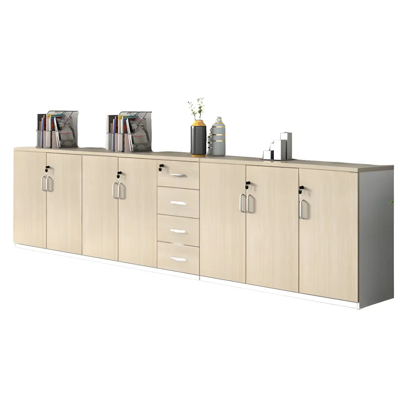 Glam Large Wooden Filing Cabinet with Lock for Office Storage Image - 10