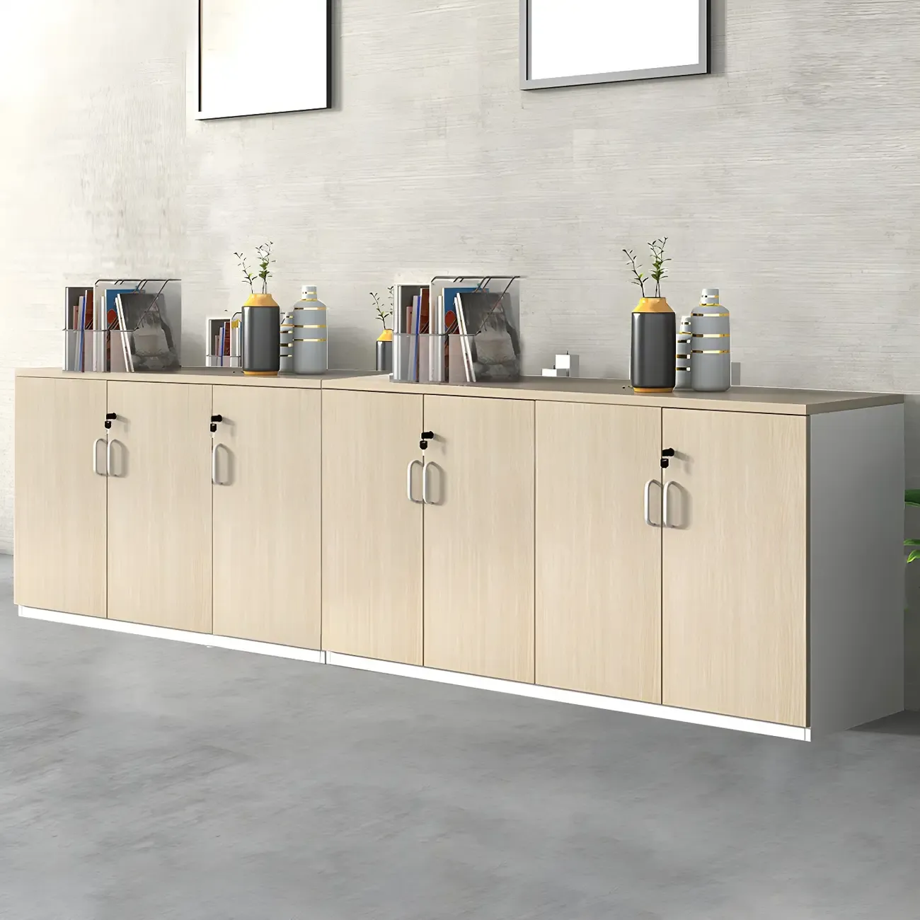 Glam Large Wooden Filing Cabinet with Lock for Office Storage Image - 12