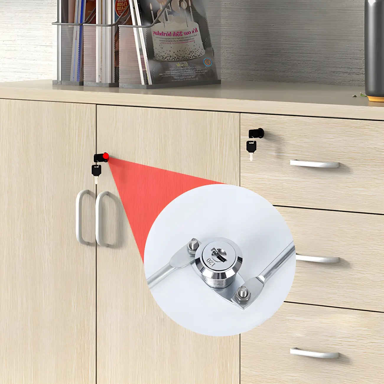 Glam Large Wooden Filing Cabinet with Lock for Office Storage Image - 16 | homeyfad