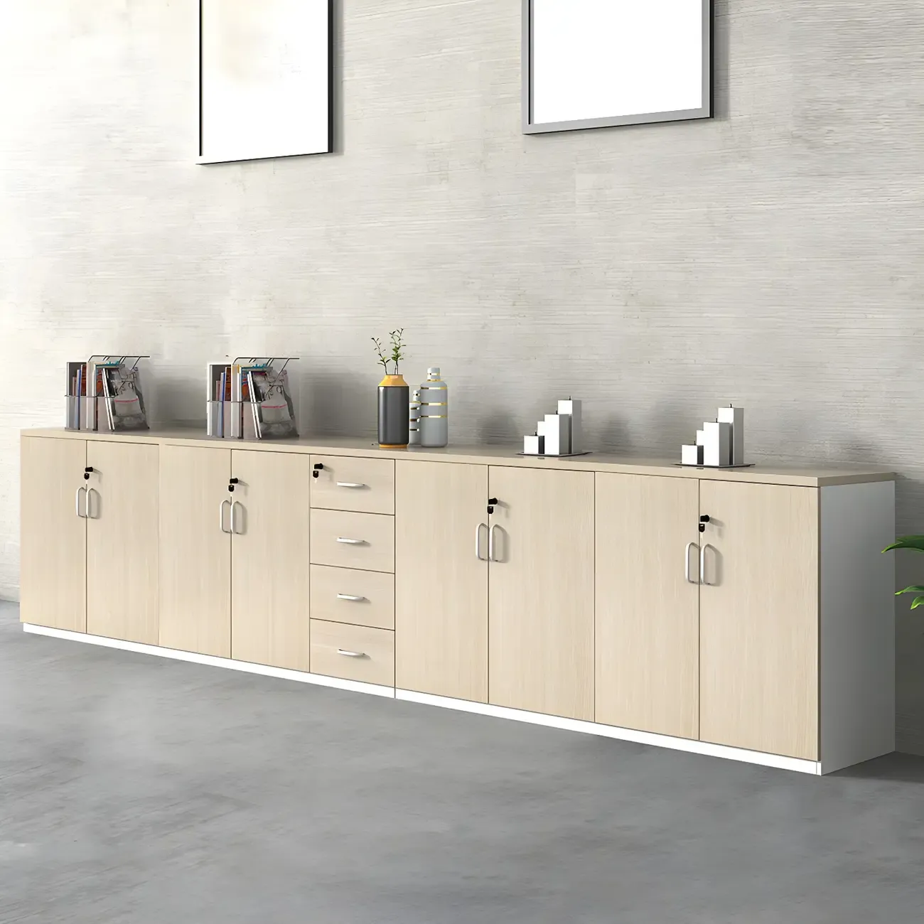 Glam Large Wooden Filing Cabinet with Lock for Office Storage Image - 18