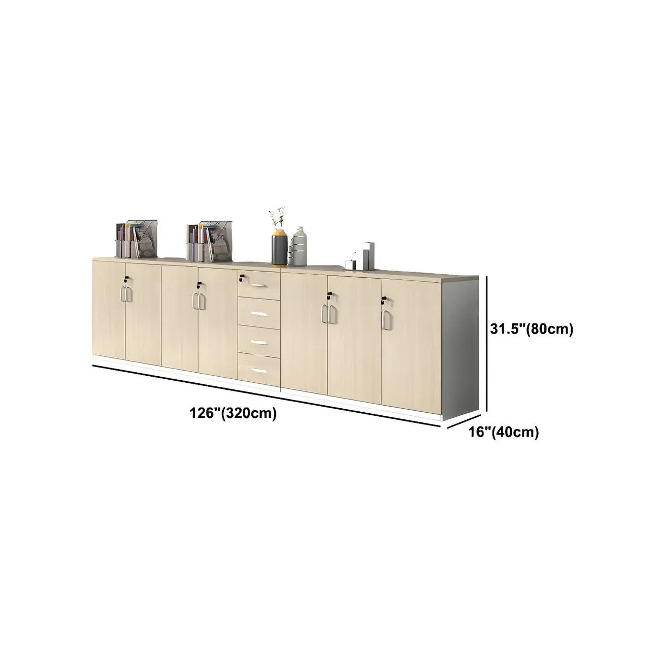 Glam Large Wooden Filing Cabinet with Lock for Office Storage Image - 20