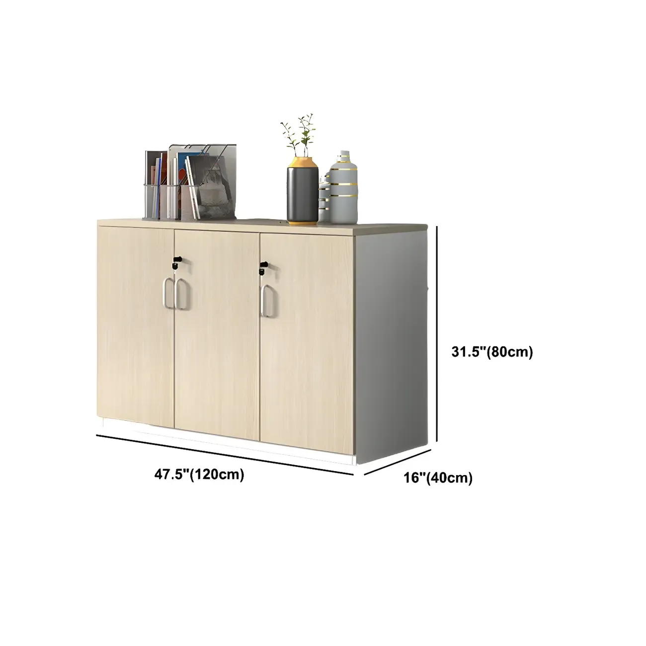 Glam Large Wooden Filing Cabinet with Lock for Office Storage Image - 23