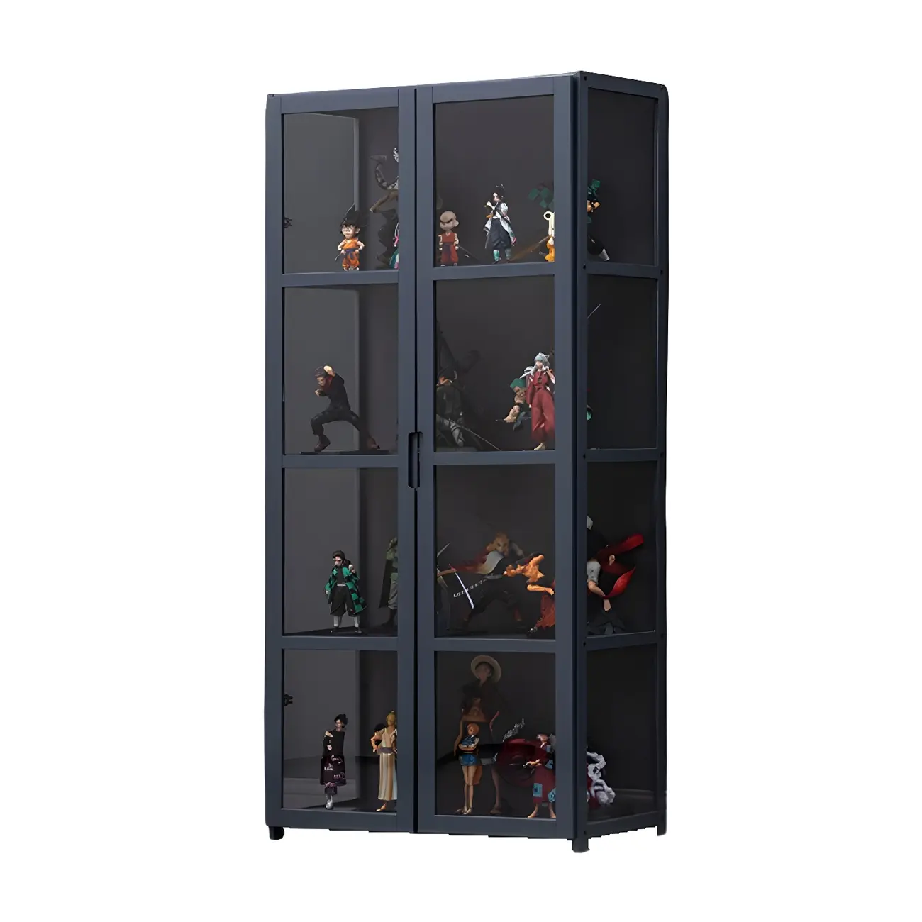 Grey Bamboo Shelf Display Cabinet Acrylic Door Image - 12 | homeyfad