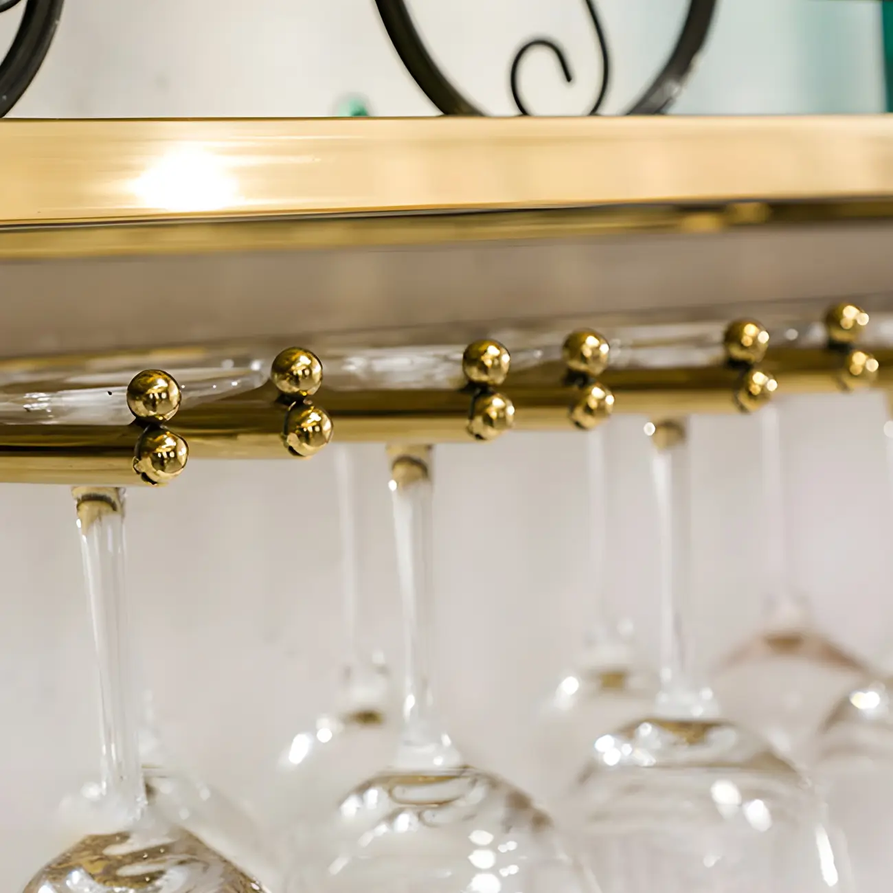 Luxury Metal Gold Wall-Mounted Open Wine Rack Image - 6 | homeyfad