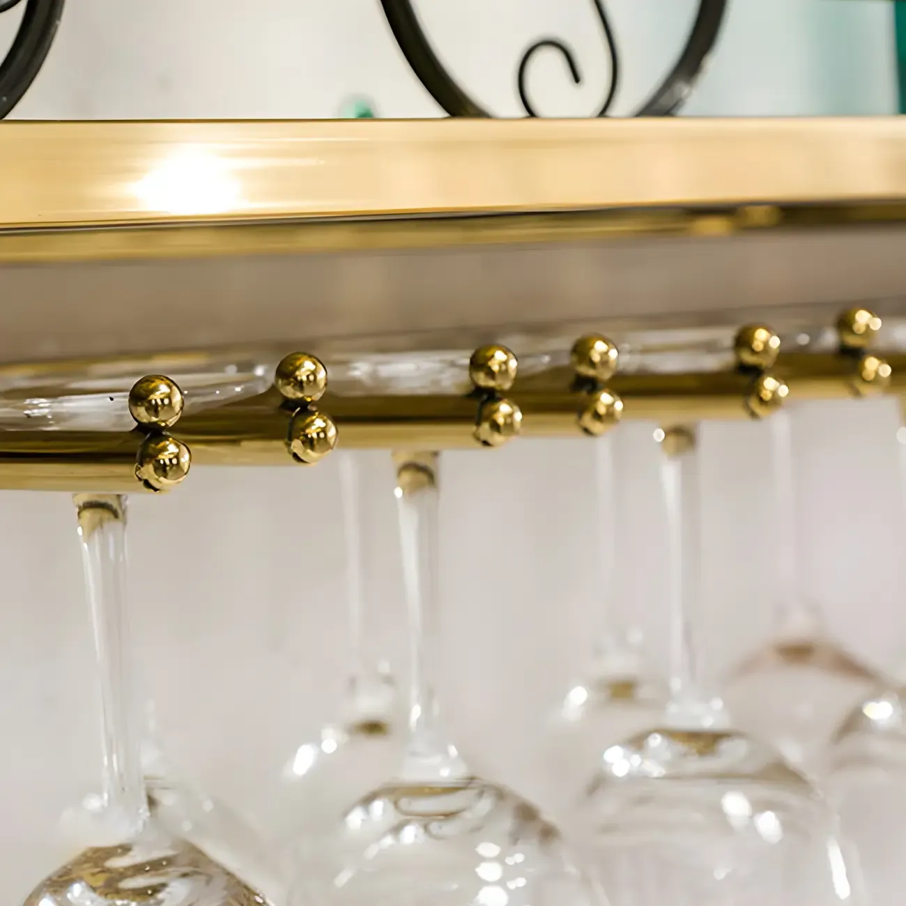 Luxury Metal Gold Wall-Mounted Open Wine Rack Image - 6