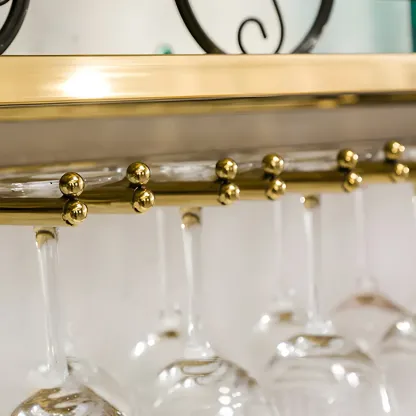 Luxury Metal Gold Wall-Mounted Open Wine Rack Image - 6