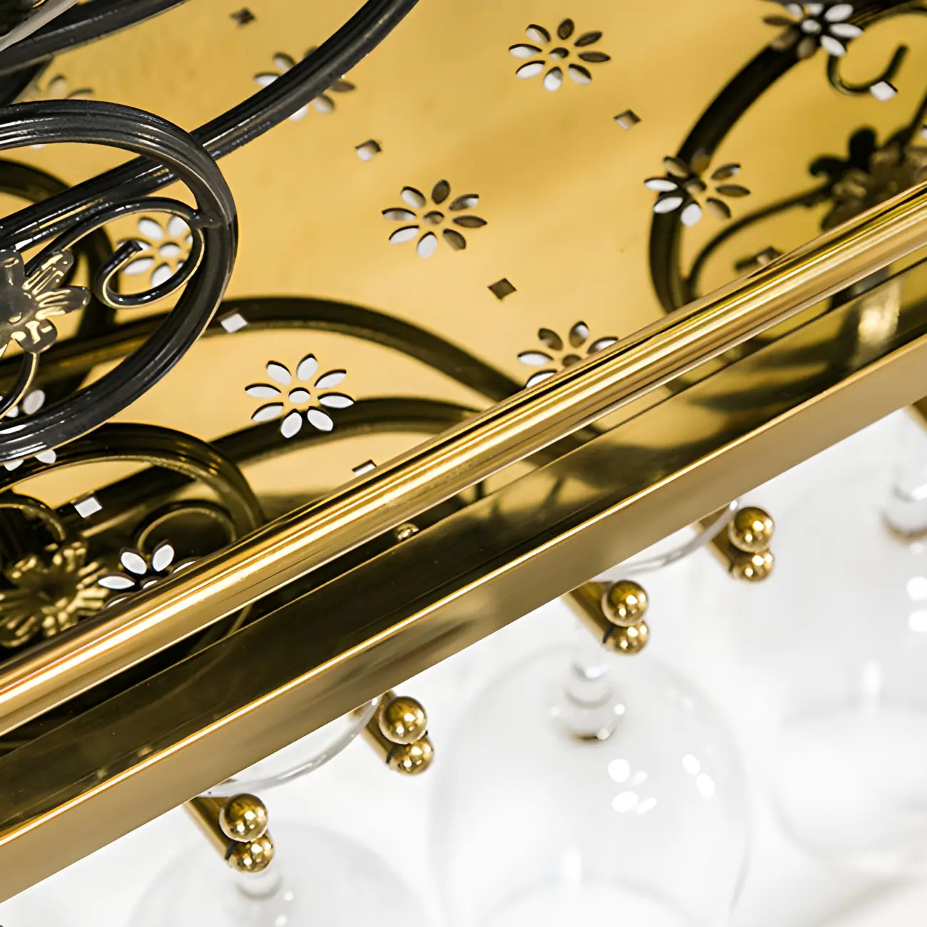 Luxury Metal Gold Wall-Mounted Open Wine Rack Image - 7 | homeyfad