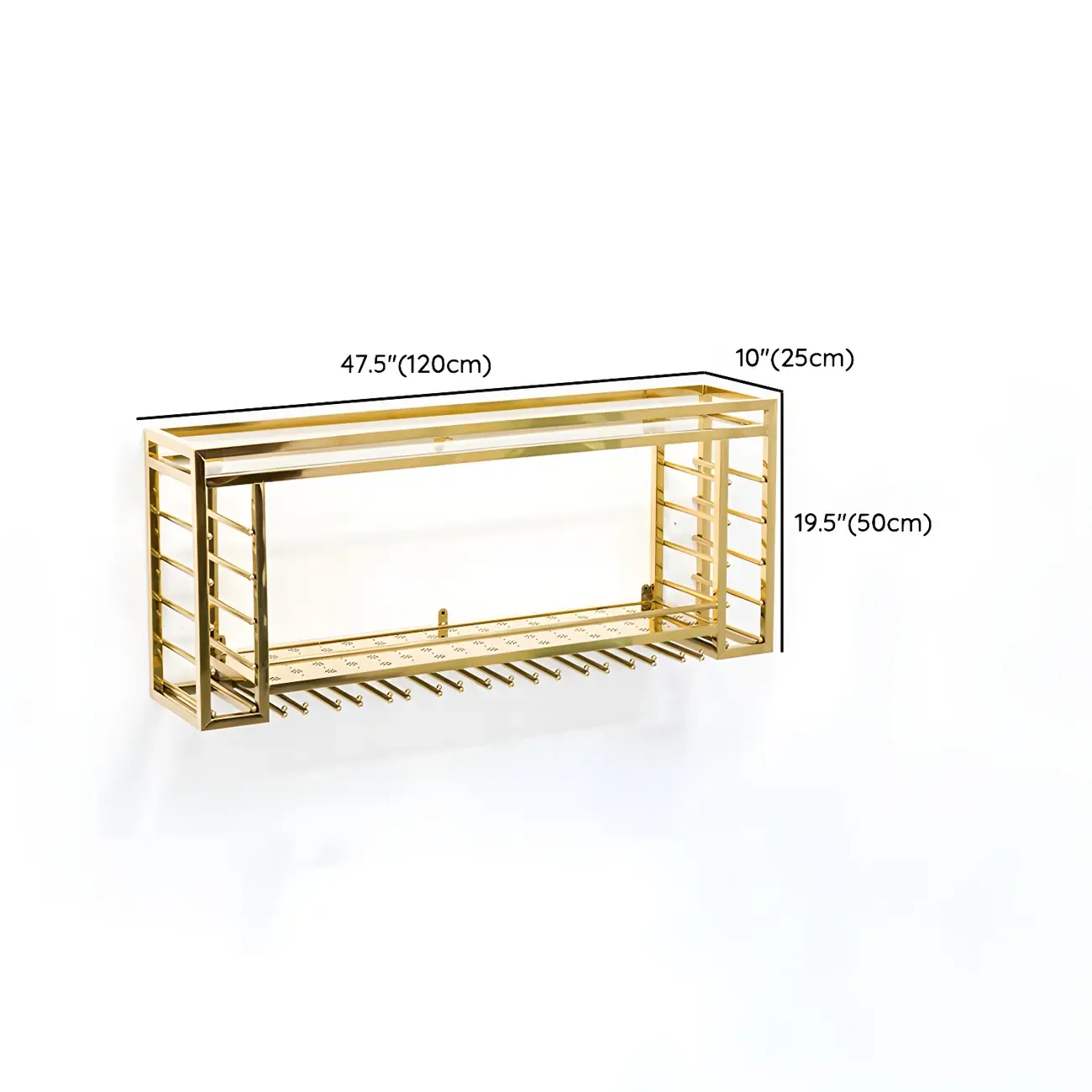 Luxury Metal Gold Wall-Mounted Open Wine Rack Image - 14