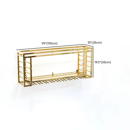 Luxury Metal Gold Wall-Mounted Open Wine Rack Image - 15