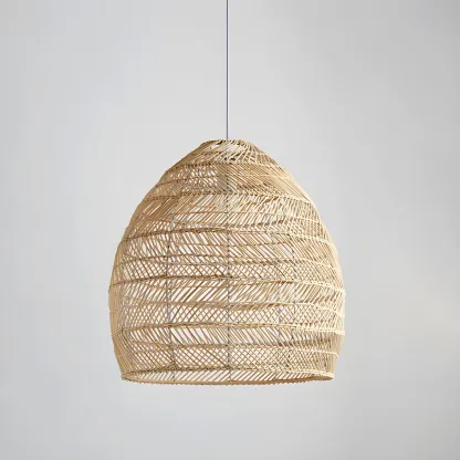 Bohemian Beige Rattan Pendant Light for Kitchen Island Image - 4