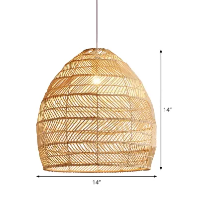 Bohemian Beige Rattan Pendant Light for Kitchen Island Image - 5
