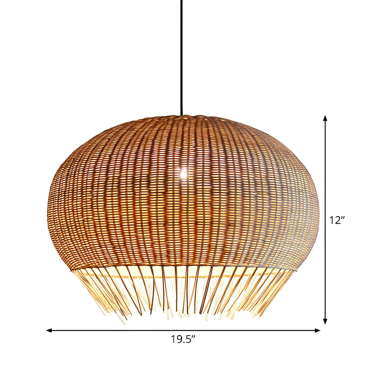 Sphere Oriental Rattan Beige Pendant Light for Kitchen Island  Image - 5 | homeyfad