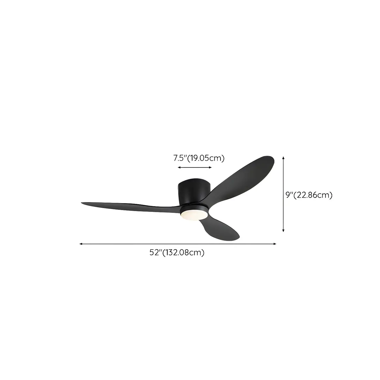 52-Inch Modern Ceiling Fan with Light Remote Control for Living Room #size