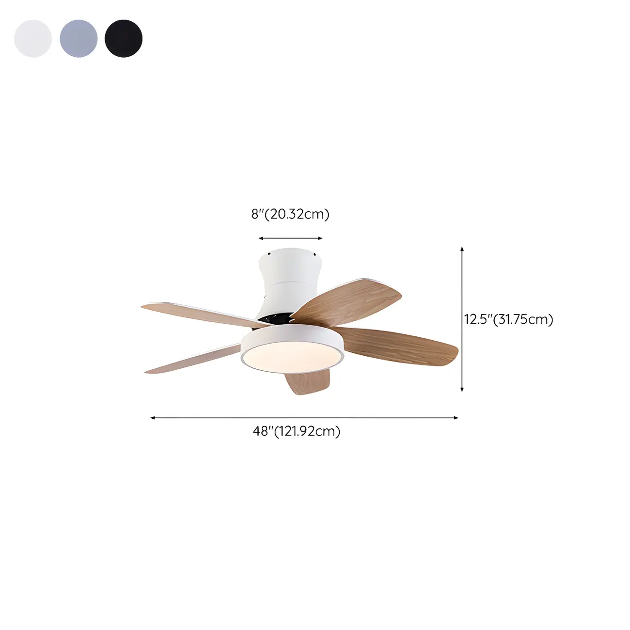 48-Inch Modern Ceiling Fan with Light and Remote Control #size