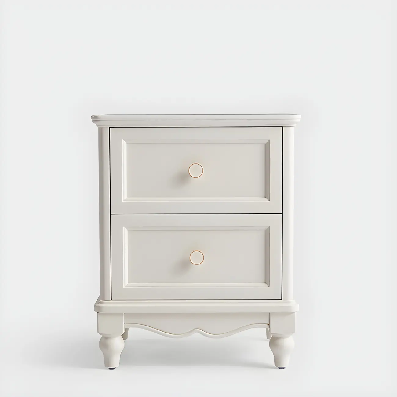 French 2-Layer White Wood Bedroom Nightstand Image - 13 | homeyfad