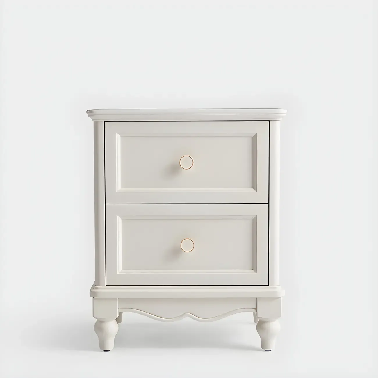 French 2-Layer White Wood Bedroom Nightstand Image - 13