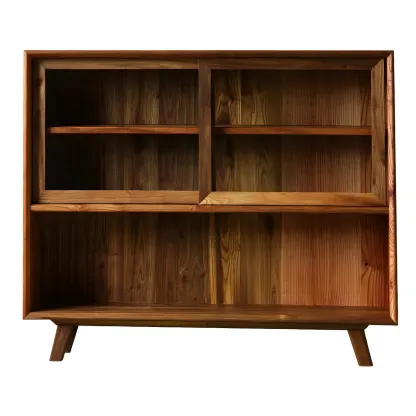 Modern Wooden Display Cabinet with Open Shelves for Kitchen Image - 5