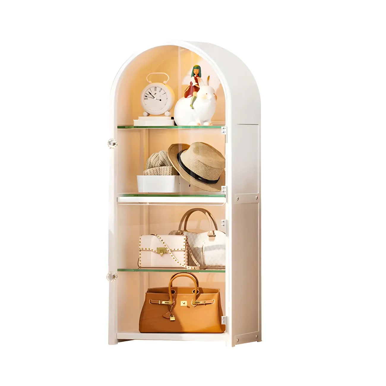 Stylish Steel Arch Display Cabinet with LED for Living Room Image - 5 | homeyfad