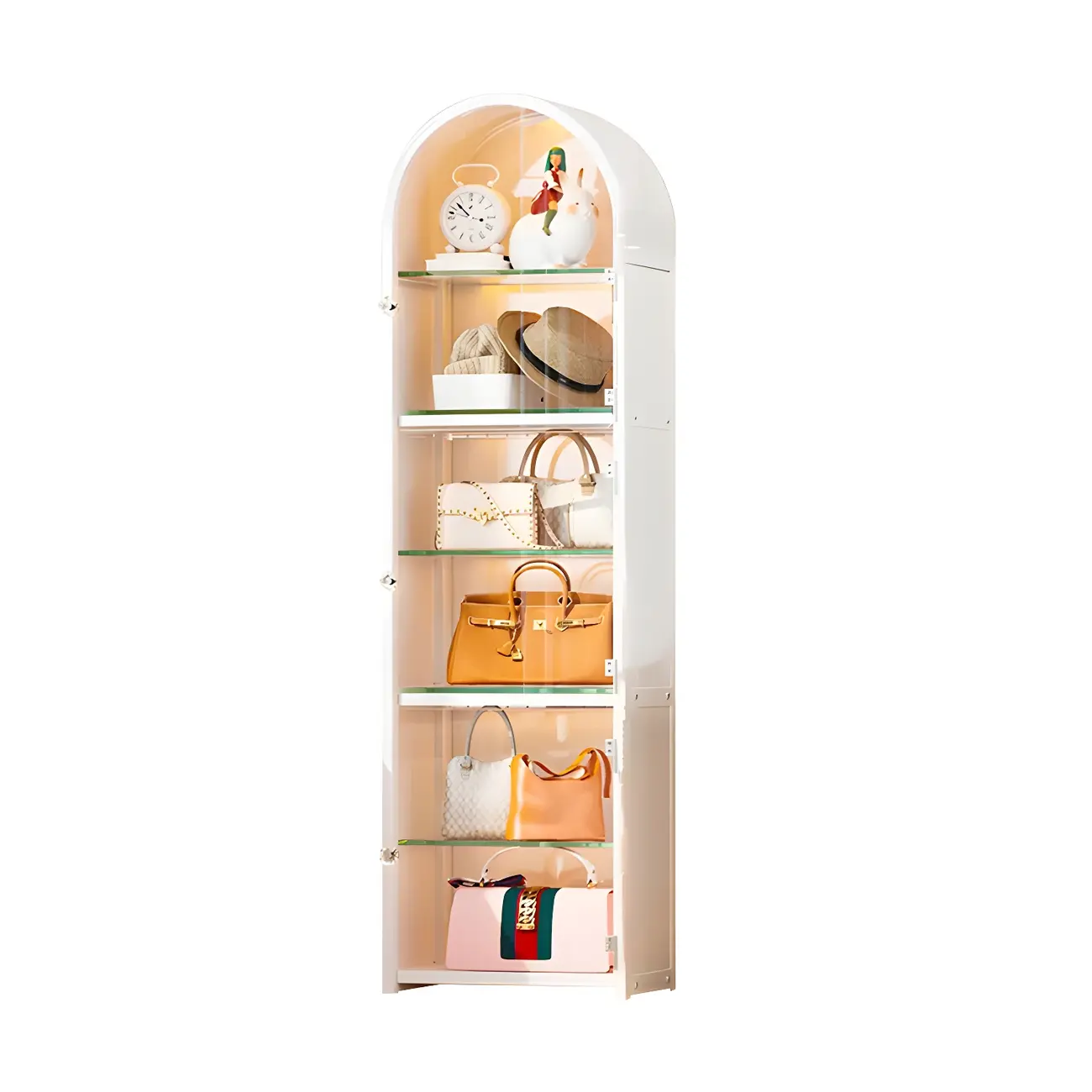 Stylish Steel Arch Display Cabinet with LED for Living Room Image - 2 | homeyfad