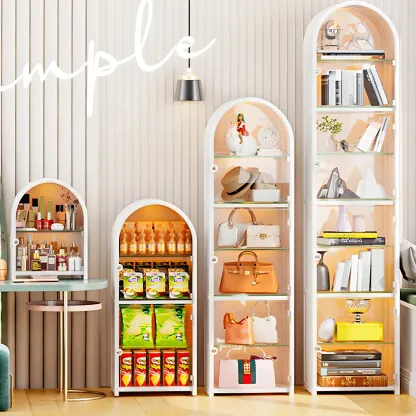 Stylish Steel Arch Display Cabinet with LED for Living Room Image - 1