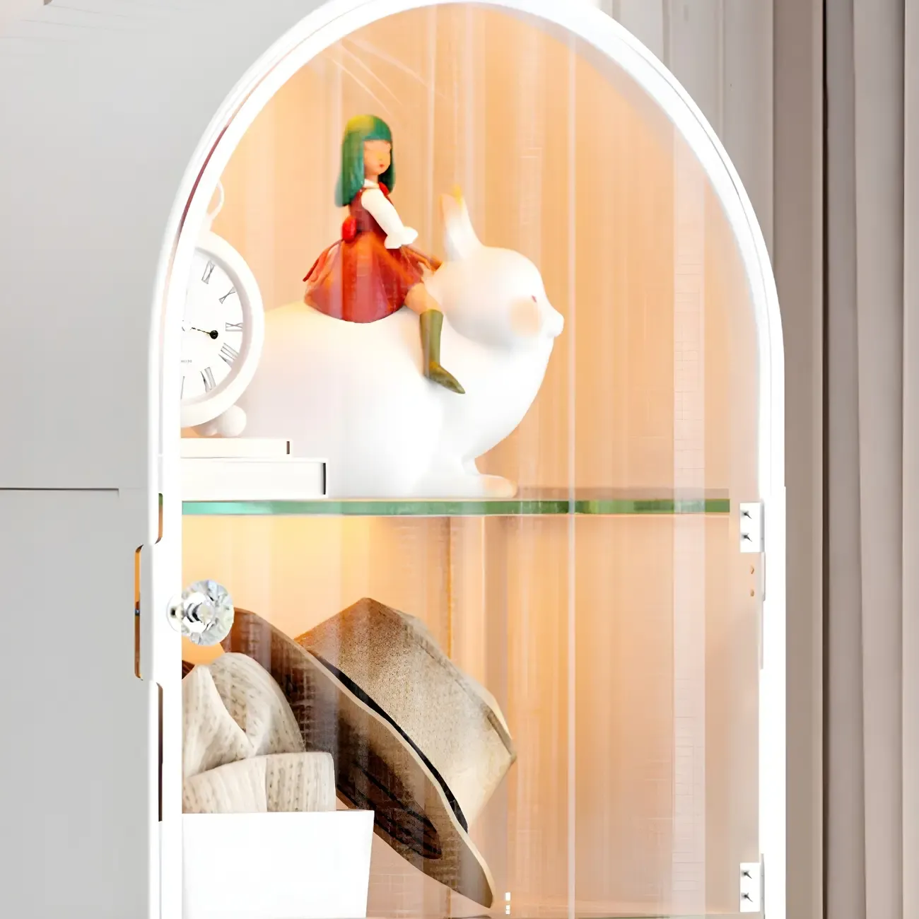 Stylish Steel Arch Display Cabinet with LED for Living Room Image - 8