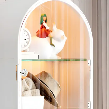 Stylish Steel Arch Display Cabinet with LED for Living Room Image - 8