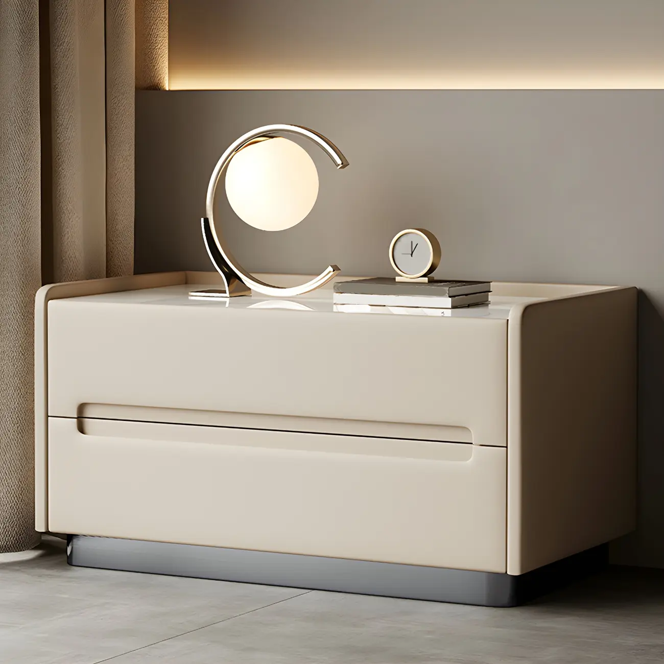 Stylish Cube-Shaped Solid Wood Nightstand with 2 Drawers Image - 1 | homeyfad