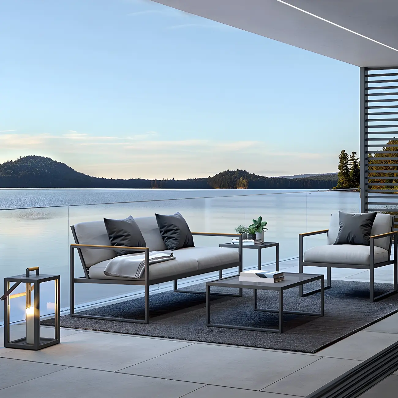 Modern Metal Patio Sofa Set with Water-Resistant Cushions Image - 1 | homeyfad
