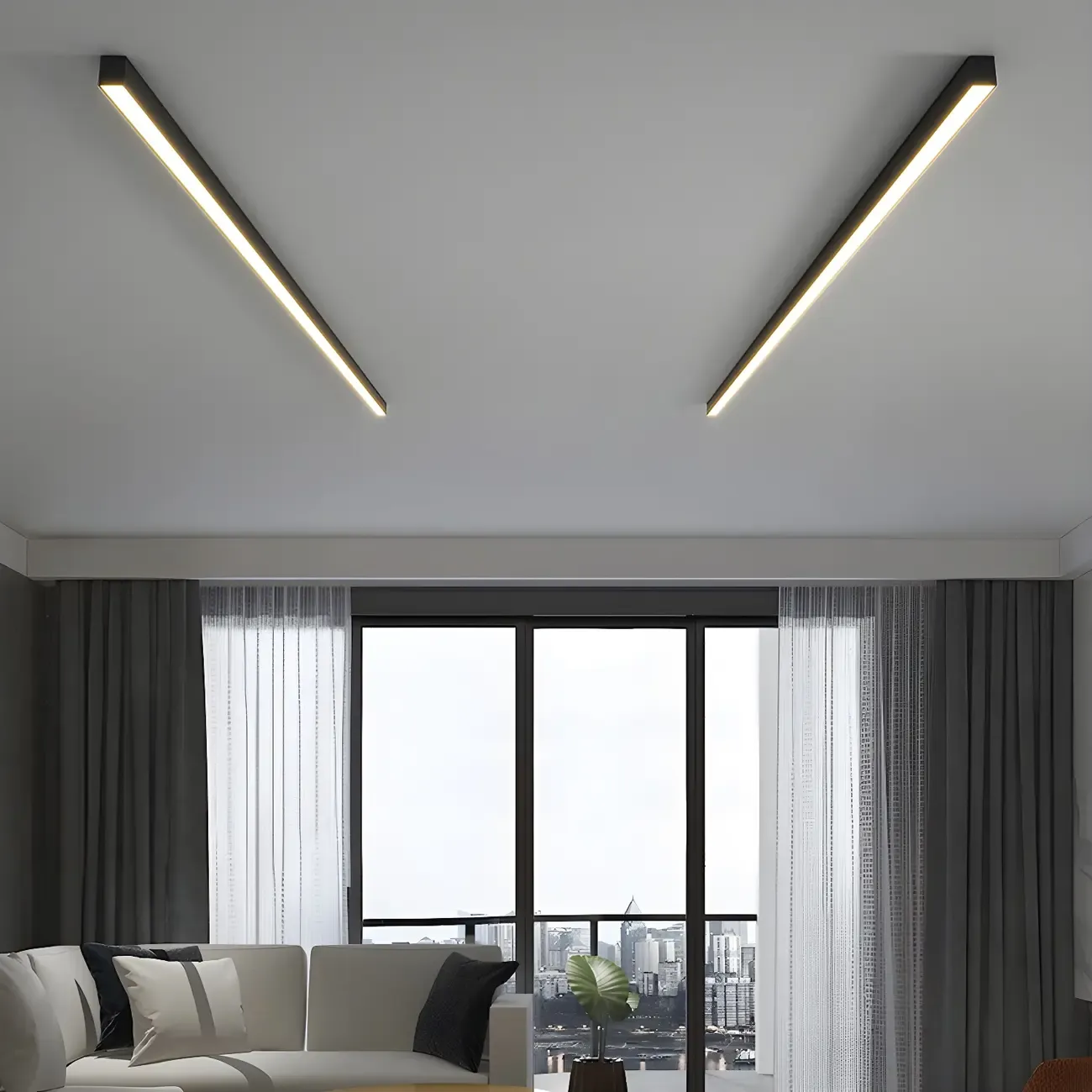 Modern Flush Mount LED Ceiling Light for Living Room Image - 1