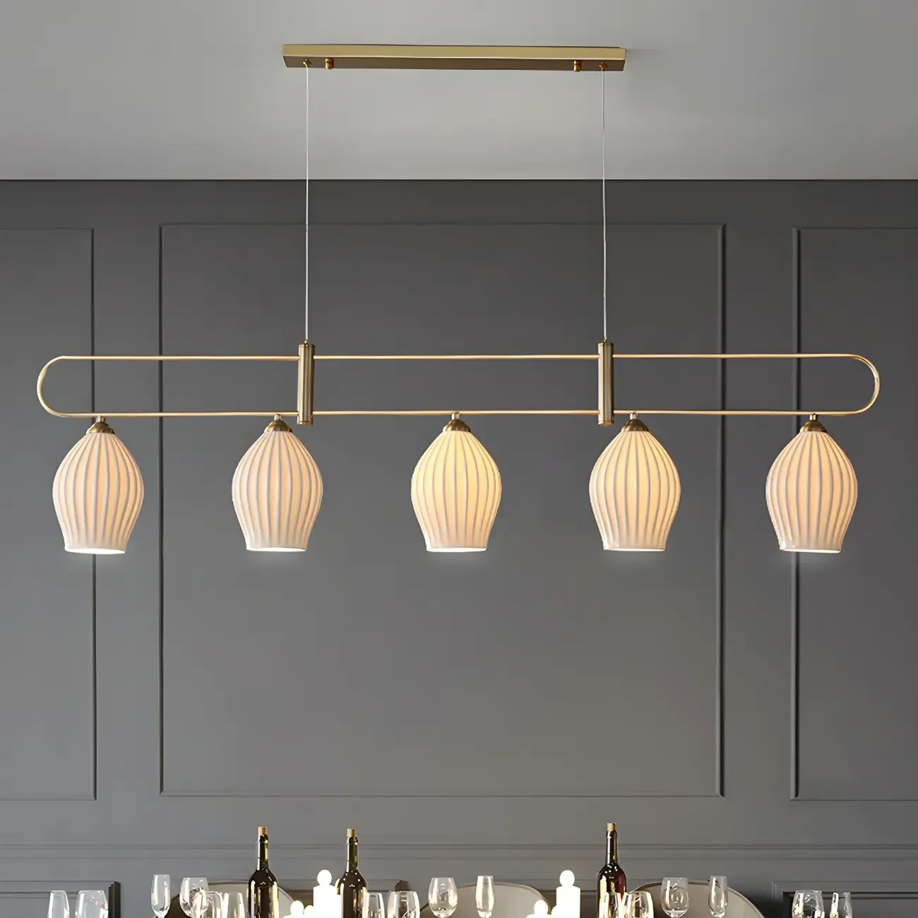 Simple Modern Ceramic Multi-Light Island Pendant Light Image - 1