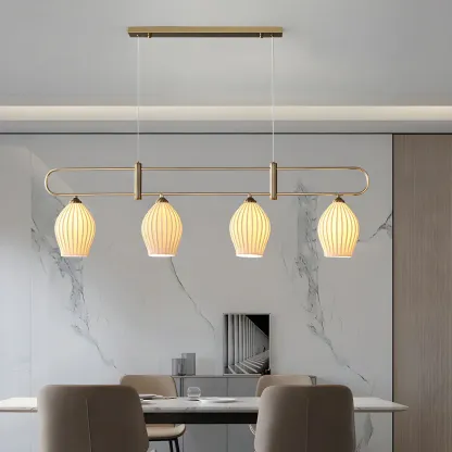 Simple Modern Ceramic Multi-Light Island Pendant Light Image - 2
