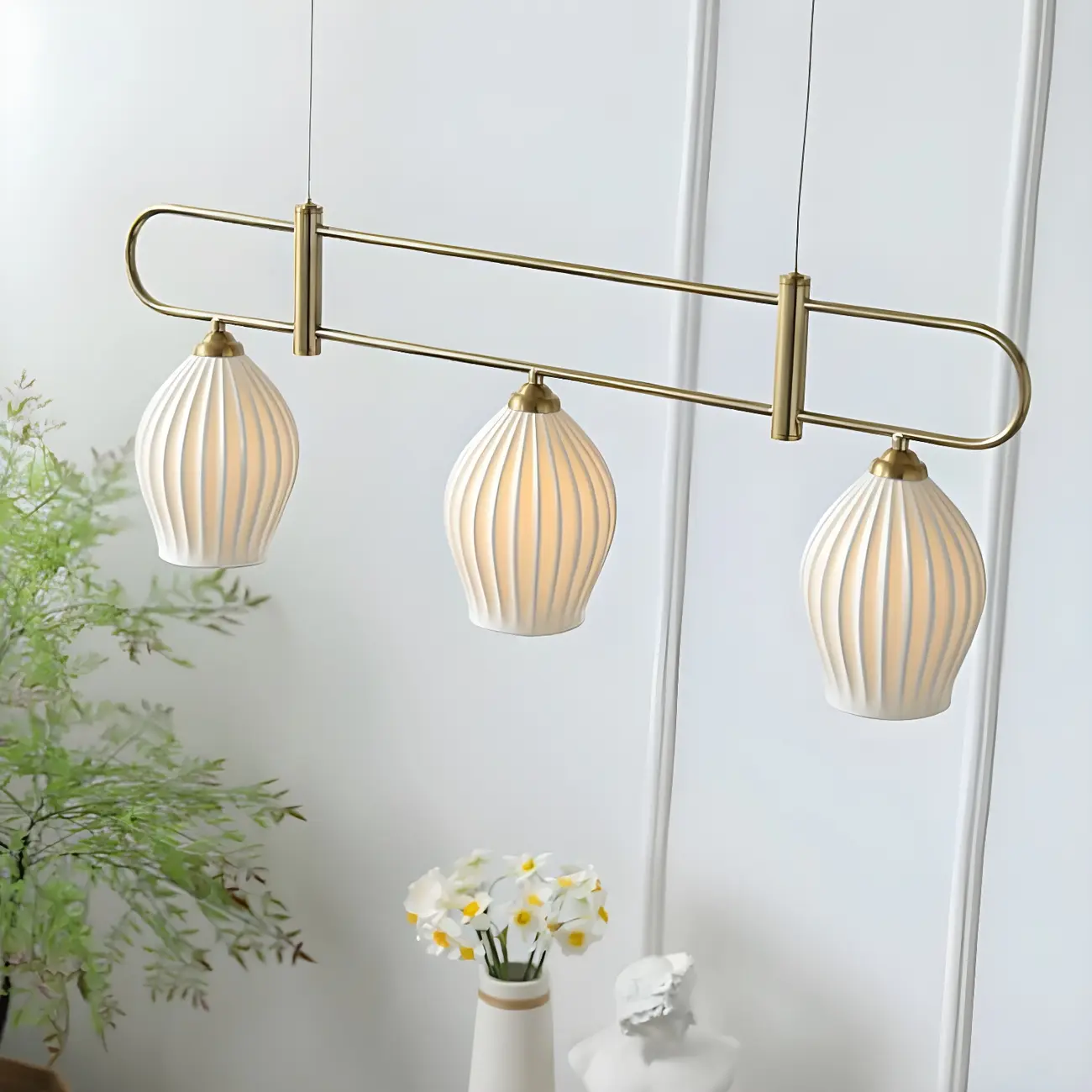 Simple Modern Ceramic Multi-Light Island Pendant Light Image - 18 | homeyfad