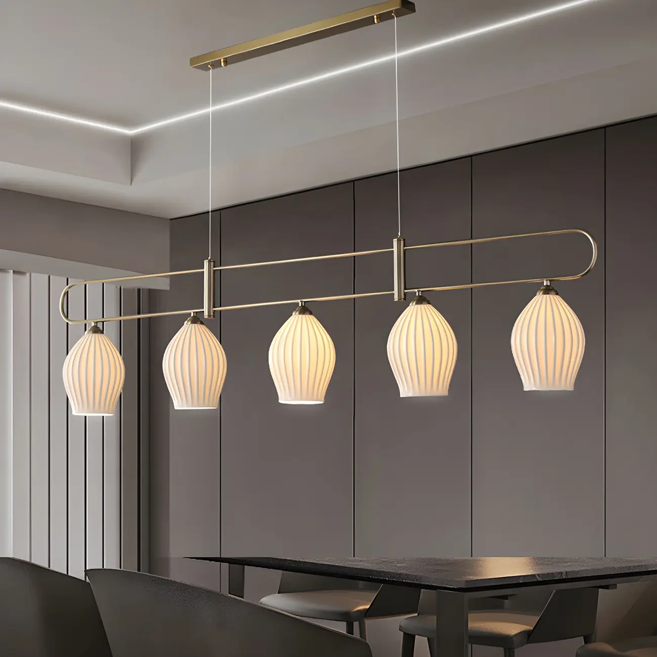 Simple Modern Ceramic Multi-Light Island Pendant Light Image - 20 | homeyfad