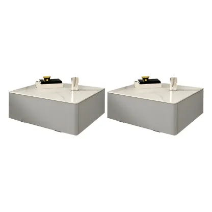Modern Floating Stone Top Nightstand with Drawer Image - 5