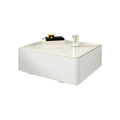 Modern Floating Stone Top Nightstand with Drawer Image - 9