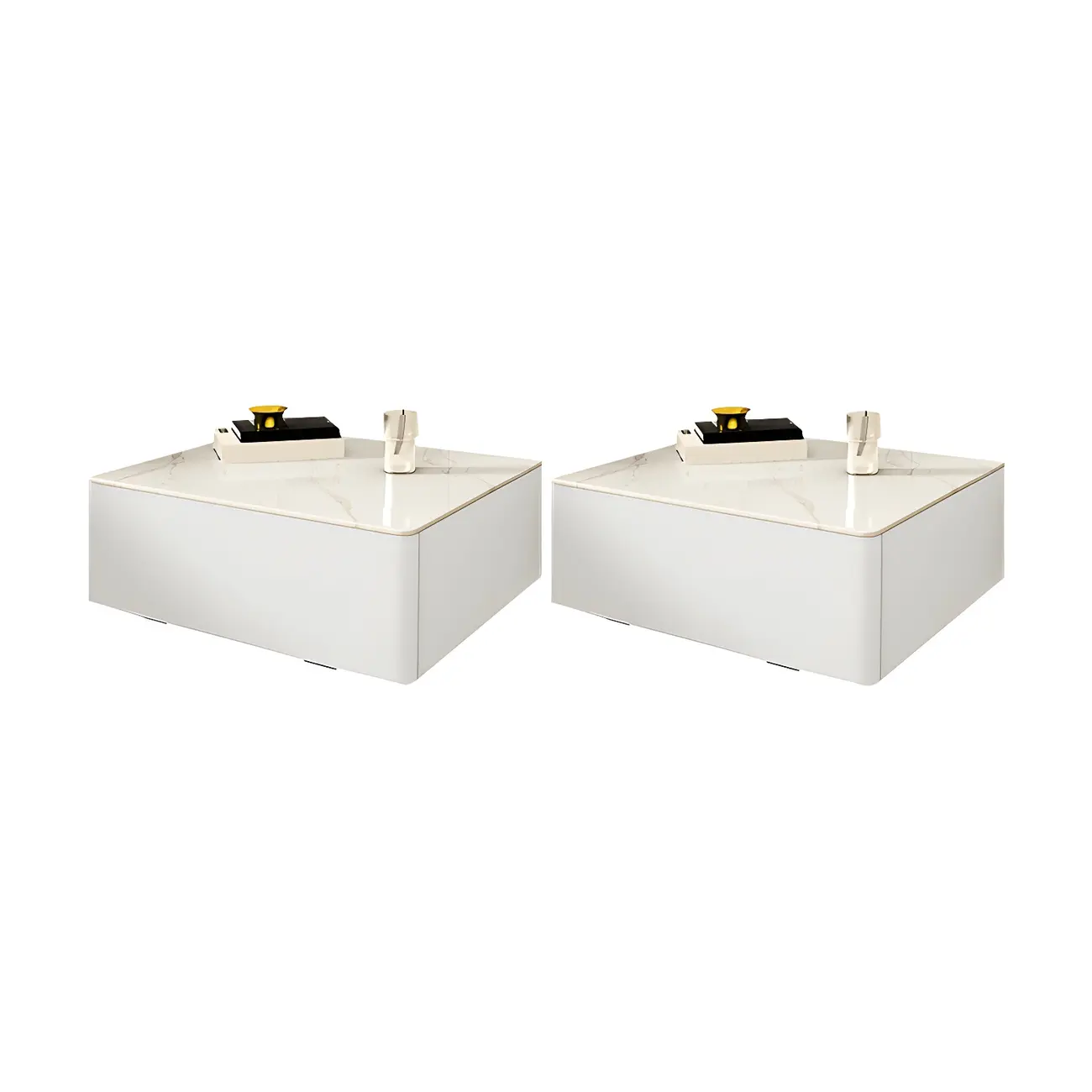 Modern Floating Stone Top Nightstand with Drawer Image - 11 | homeyfad