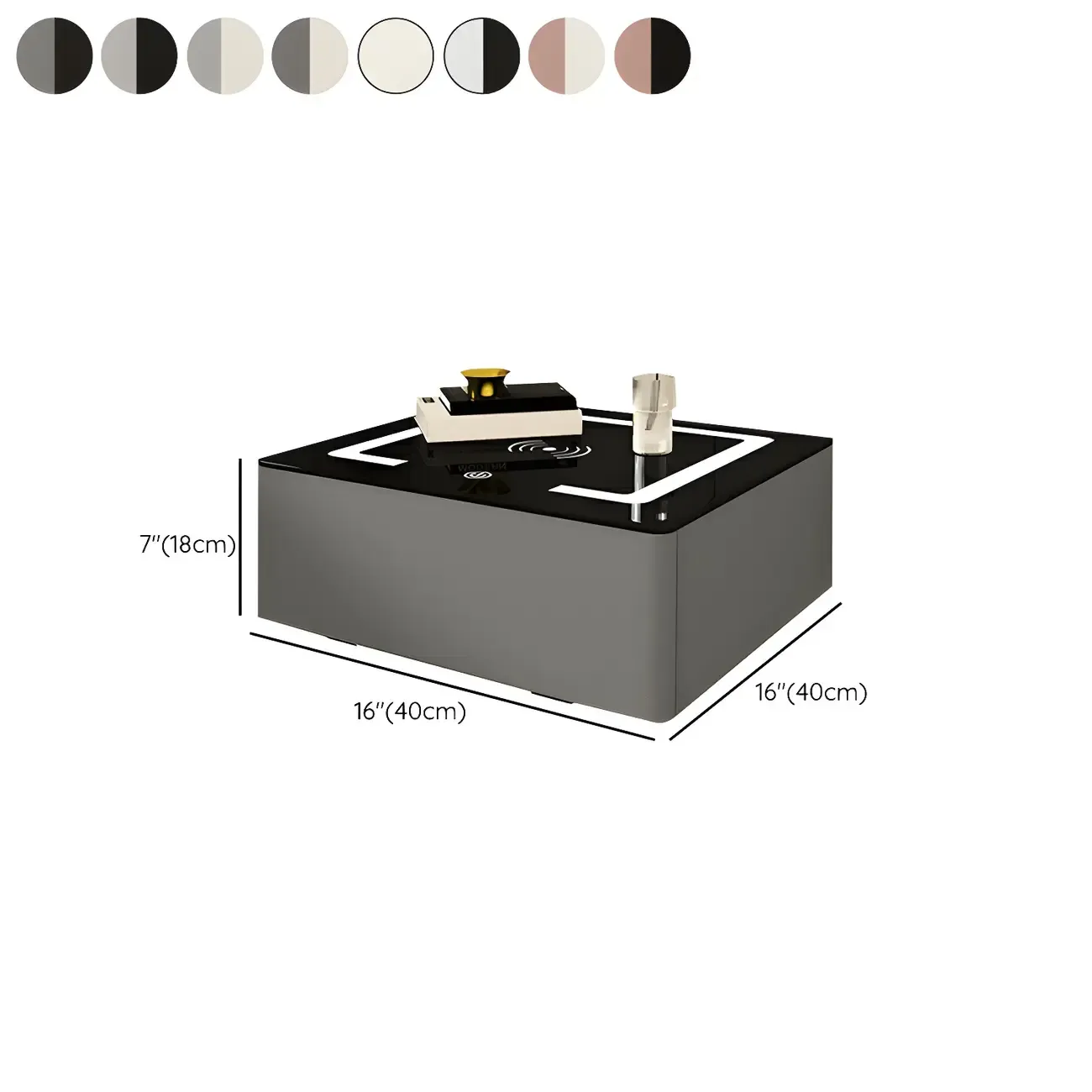 Modern Floating Stone Top Nightstand with Drawer #size